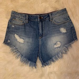 Distress Denim Shorts